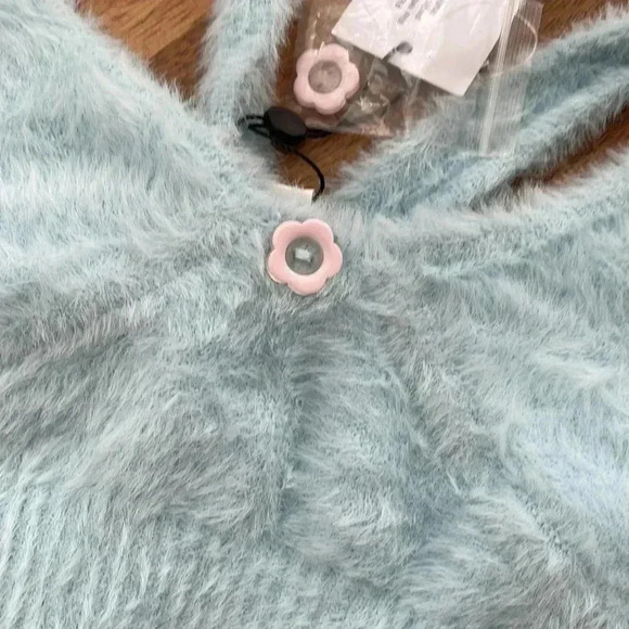 NWT For Love & Lemons Devon Mohair Crop
Top Large Baby Blue Luxe Plush Bralette - Picture 2 of 3